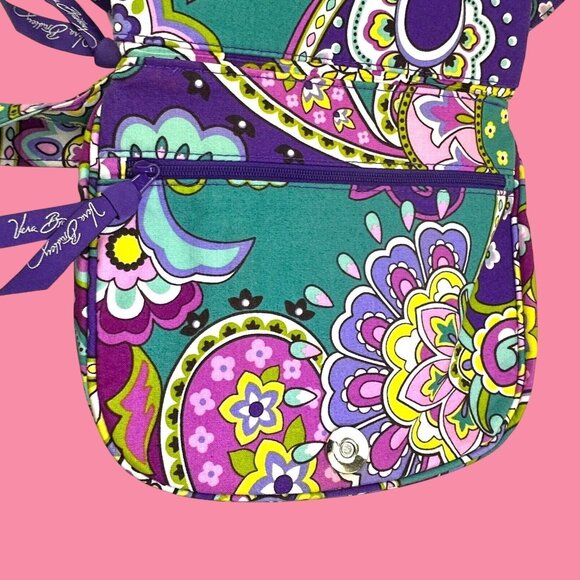 Vera Bradley Purple Teal Paisley Crossbody Bag Quilted Cotton Adjustable Strap - Picture 7 of 14